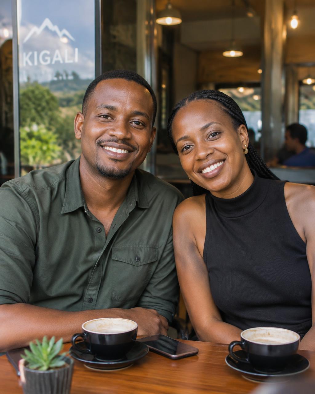 Illustrative photo of a smiling couple at a café
